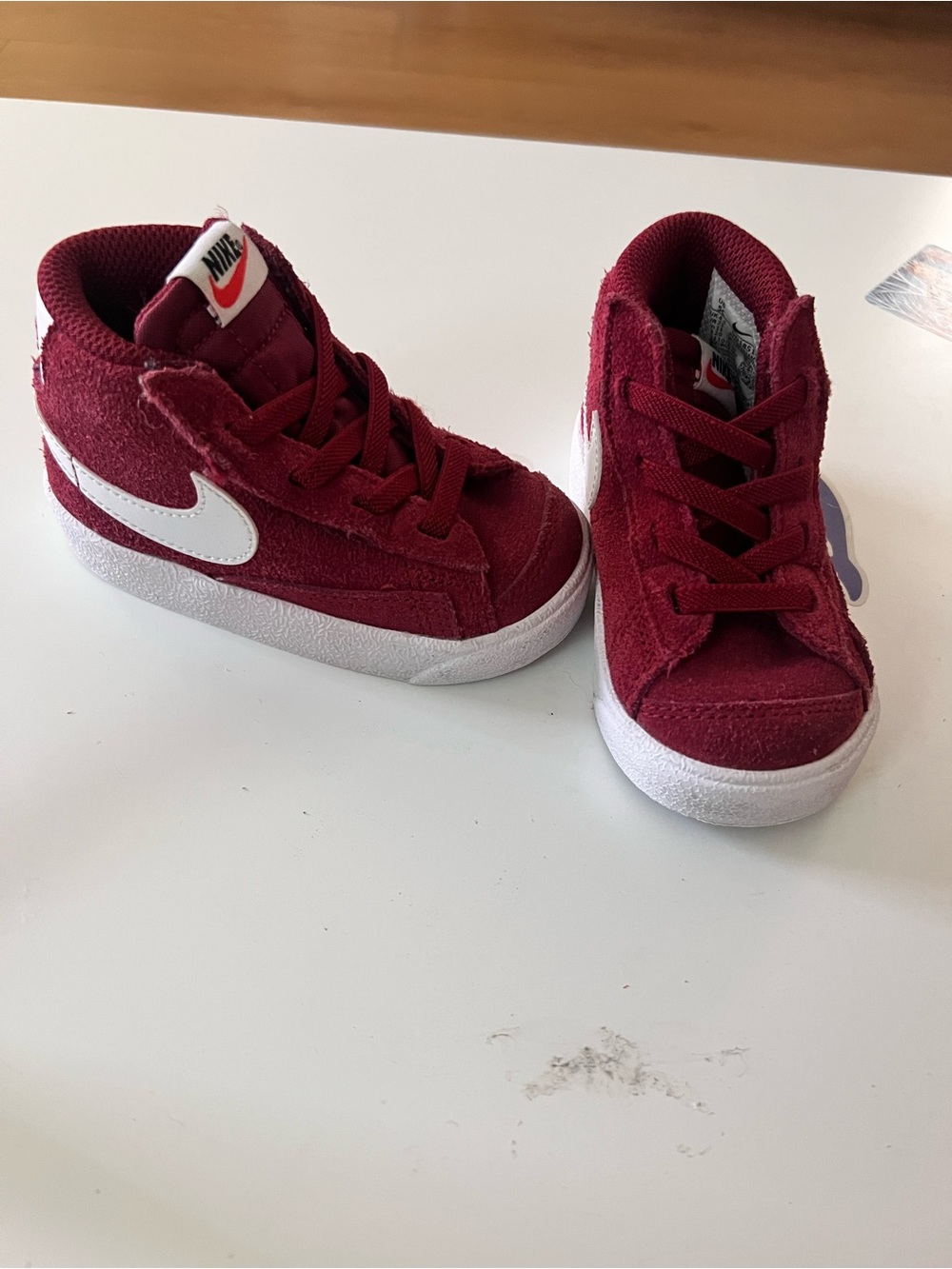 Nike Kids' Burgundy High-Top Sneakers with White Logo